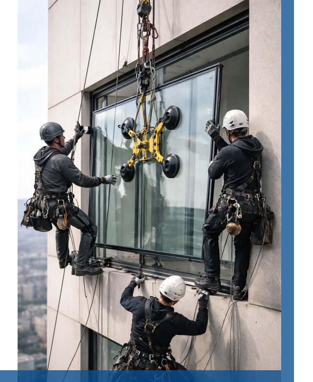 Монтаж стеклопакетов на высоте в Нягани от 3260 р. | ВЫСОТНИК-Нга