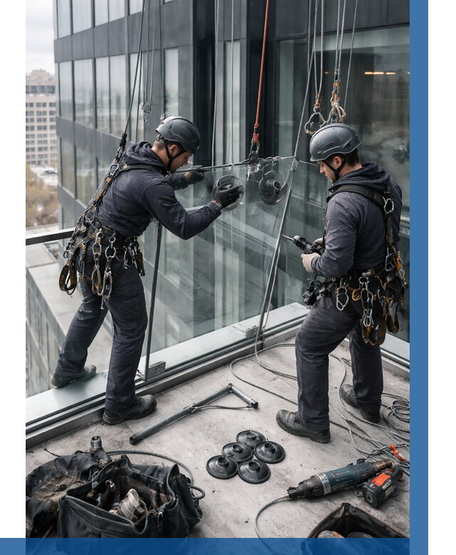 Монтаж стеклянных ограждений в Нягани от 2547 р. | ВЫСОТНИК-Нга