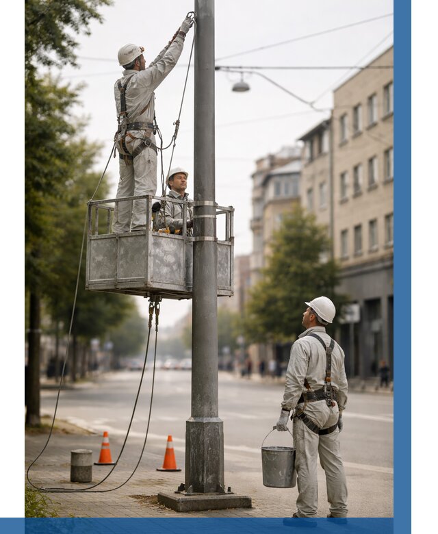 Покраска опор освещения в Нягани от 5093 р. | ВЫСОТНИК-Нга