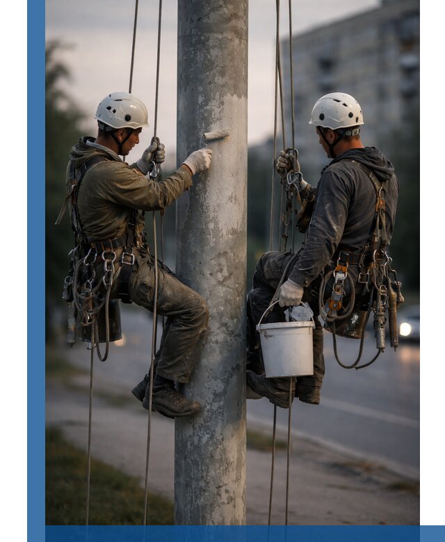 Покраска опор освещения и антикоррозийная защита в Нягани