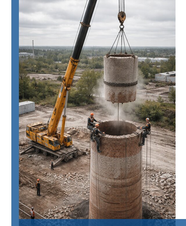 Демонтаж дымовой трубы в Нягани с гарантиями безопасности