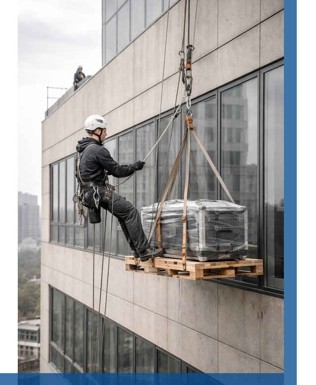 Спуск груза по фасаду в Нягани от 3565 р. | ВЫСОТНИК-Нга