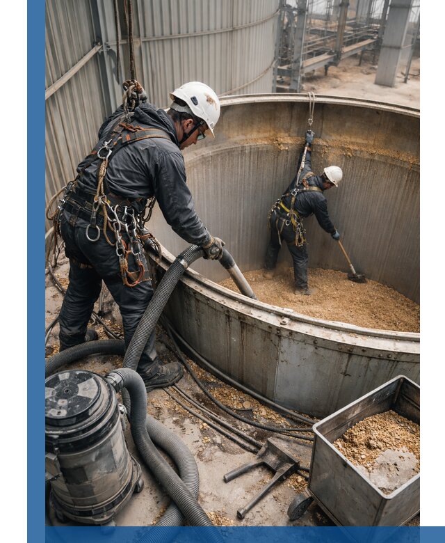 Профессиональная чистка зерновых бункеров в Нягани с выездом