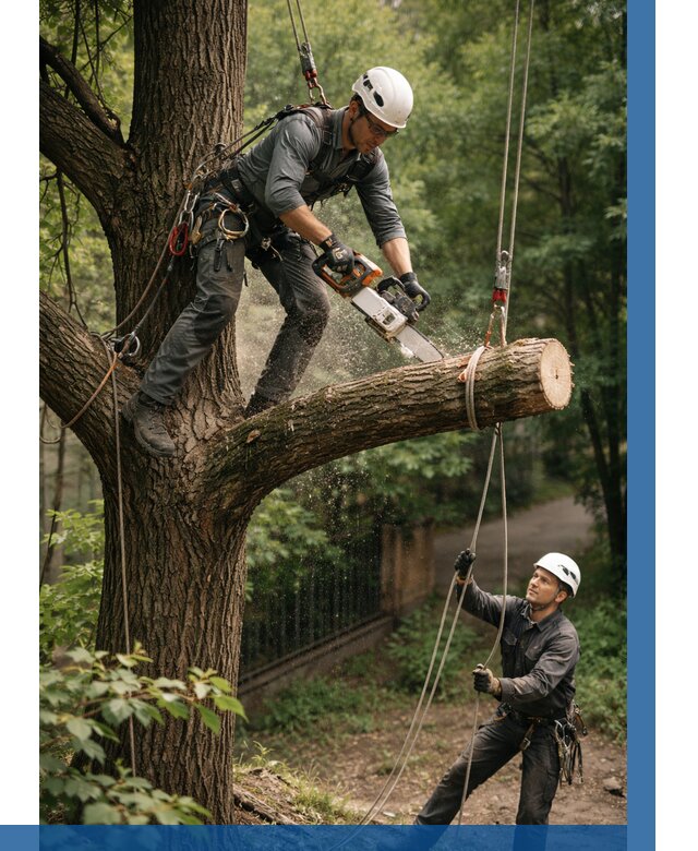 Спил деревьев альпинистами в Нягани от 8149 р. | ВЫСОТНИК-Нга