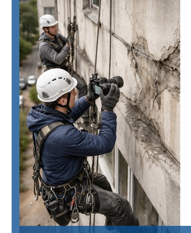Фотофиксация дефектов фасада с высотной съемкой в Нягани
