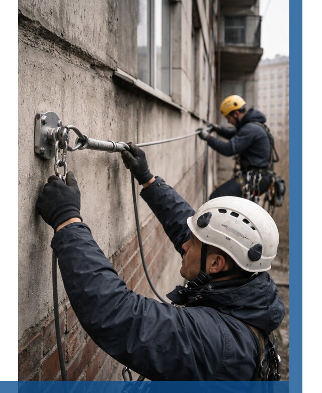 Монтаж анкерных линий в Нягани от 3056 р. | ВЫСОТНИК-Нга