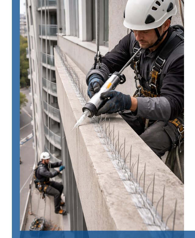 Установка шипов от птиц на фасадах и кровлях в Нягани